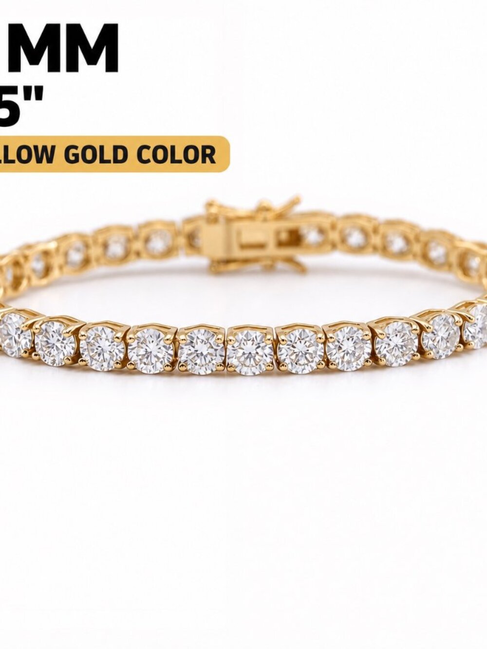 LEKANI 4mm Moissanite Tennis Bracelet S925 Gold 7.5 in